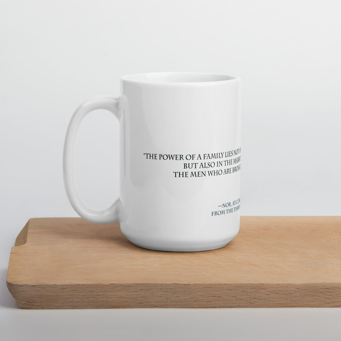 Nor's 'Power of a family' quote on mug